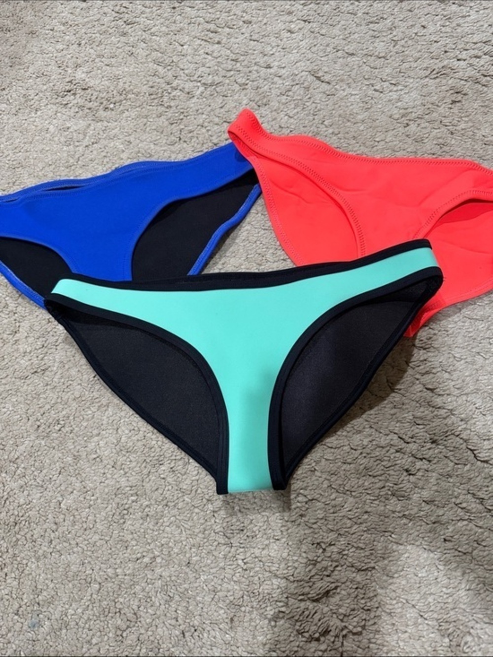 All 3! triangl swimwear Colorblock Bikini Bottoms - Mint, Cobalt & Coral all M